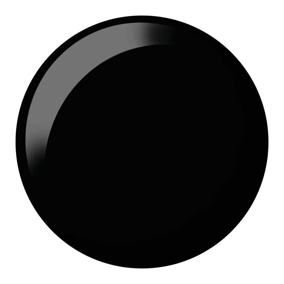 DND Black Licorice #447 colour swatch showing the deep black nail polish shade.