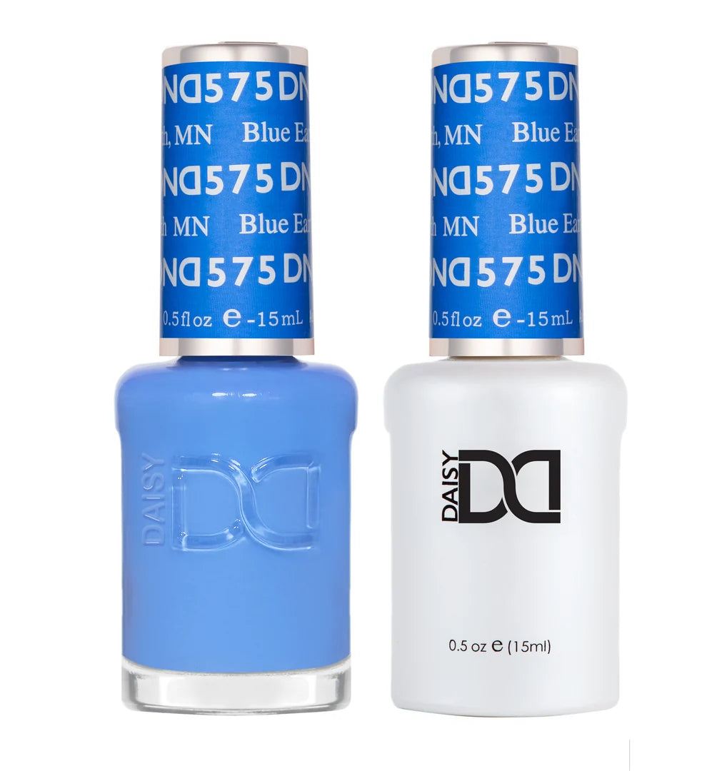 DND Blue Earth #575 gel and lacquer duo set with both bottles shown together