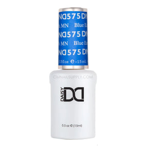 DND Blue Earth #575 gel polish bottle in an earth toned deep sky blue with creamy gray undertones