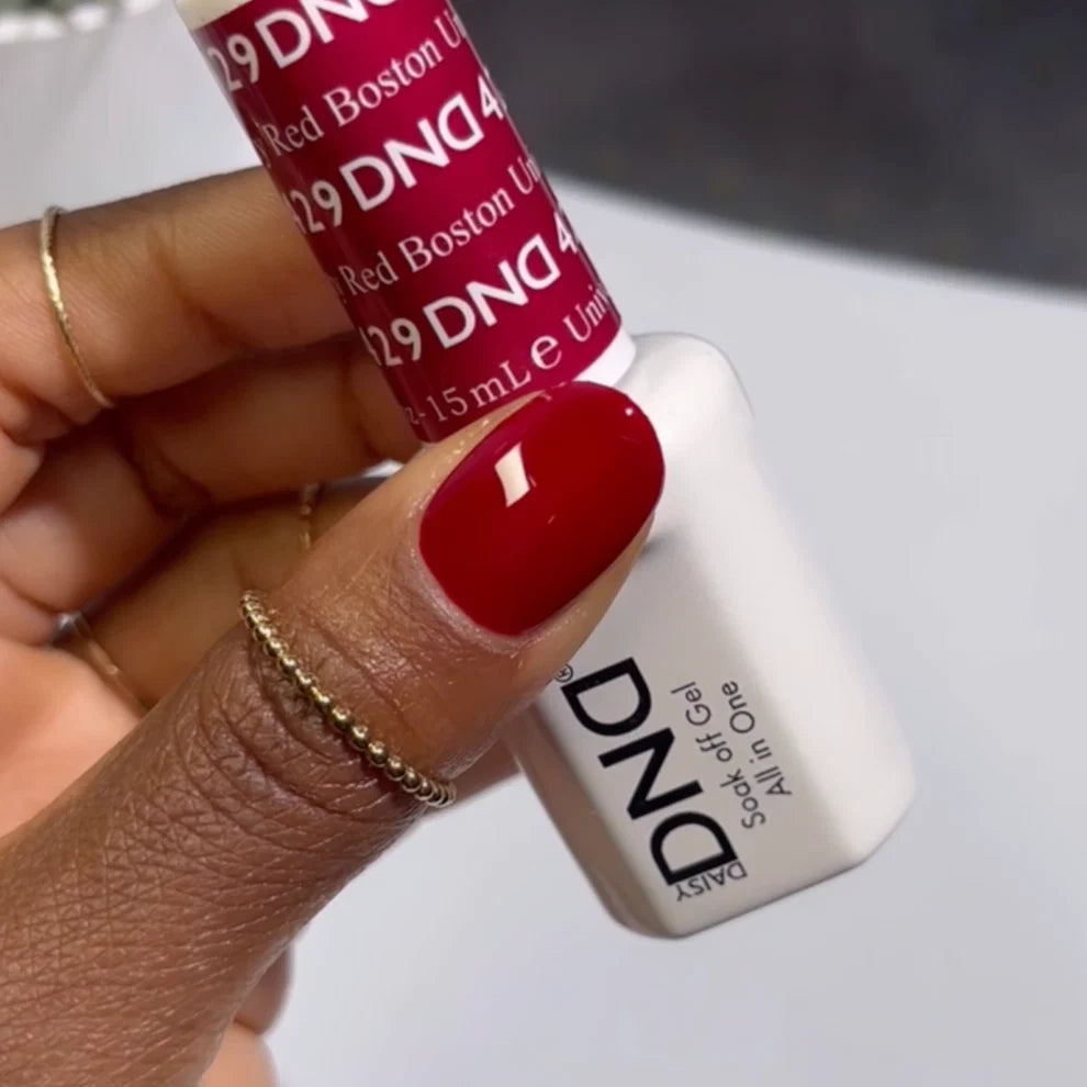 DND Boston University Red #429 red gel polish nails