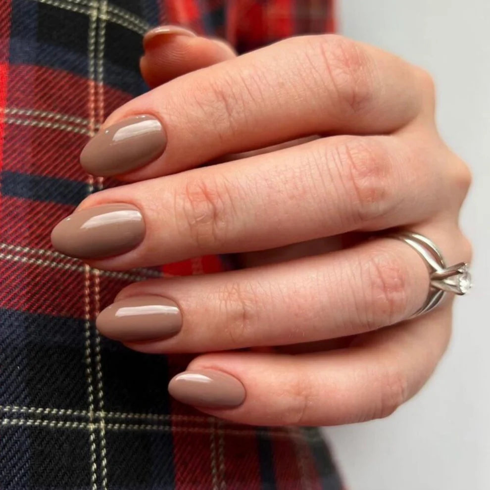 DND Butternut Squash #418 brown nude gel polish manicure