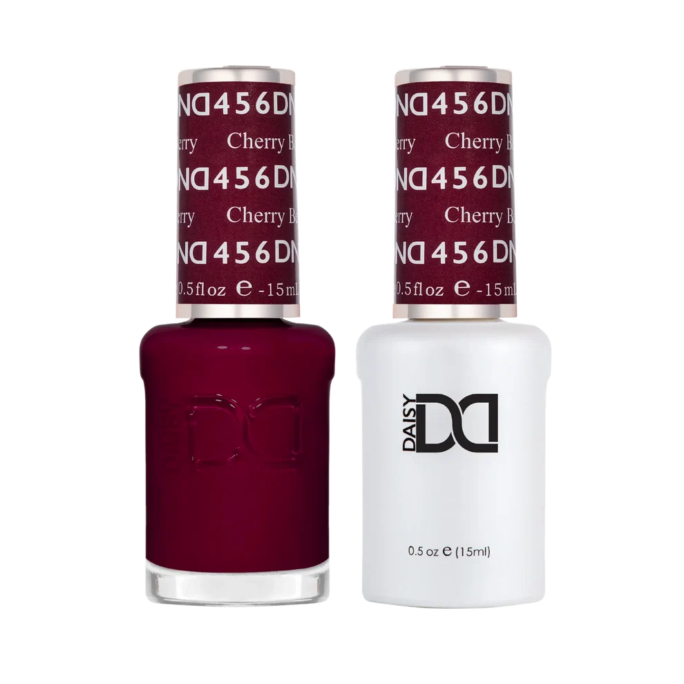 DND Cherry Berry #456 Gel & Lacquer Duo featuring matching gel polish and nail lacquer.