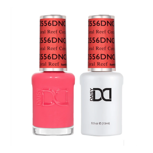 DND Coral Reef #556 gel and lacquer duo set with both bottles shown together