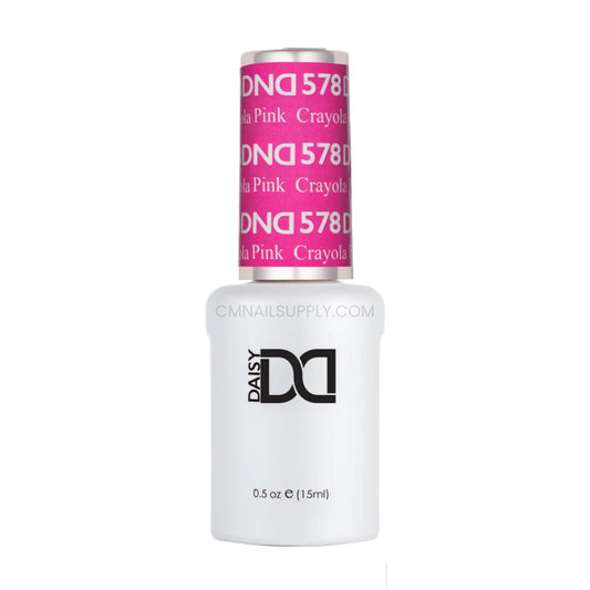 DND Crayola Pink #578 gel polish bottle in a playful neon hot pink shade