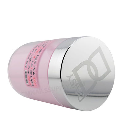 Side angle of DND DC Dip Powder 004 Light Pink 400g showing jar details.