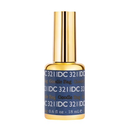DND DC Goodie Bag #321 denim blue gel polish bottle showing the rich blue nail polish color and label