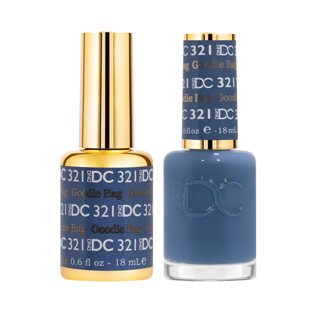 DND DC Goodie Bag #321 duo set with matching gel polish and nail lacquer in denim blue shade