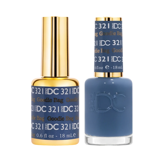 DND DC Goodie Bag #321 duo set with matching gel polish and nail lacquer in denim blue shade
