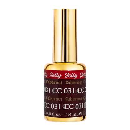 DND DC jelly gel polish bottle for Cabernet 031 in a rich wine red finish
