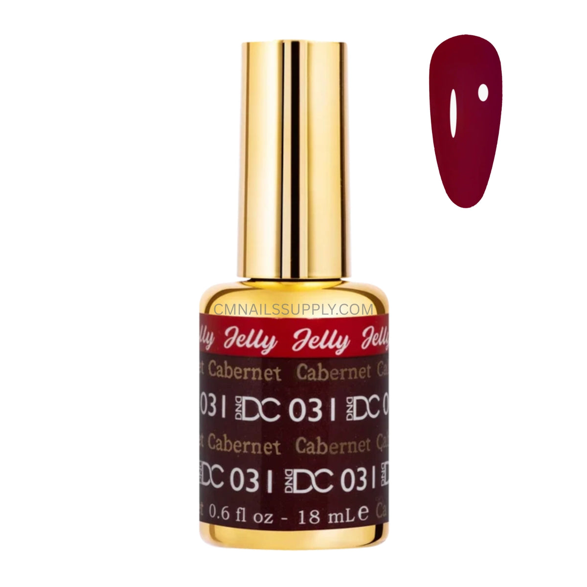 DND DC jelly gel polish bottle for Cabernet 031 in a rich wine red finish