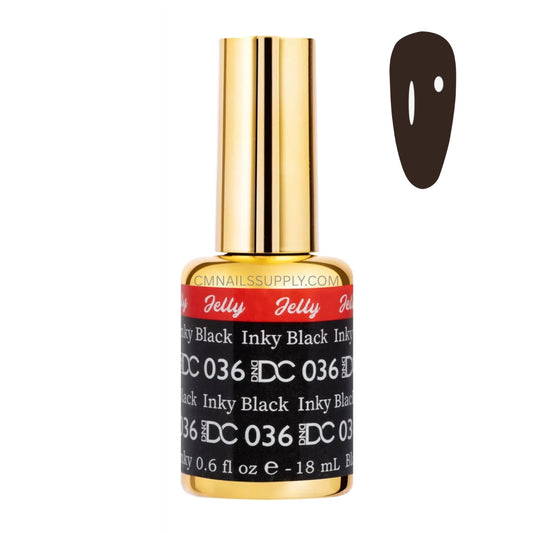 DND DC Jelly Gel Polish number 036 Inky Black bottle in a deep dark grey finish