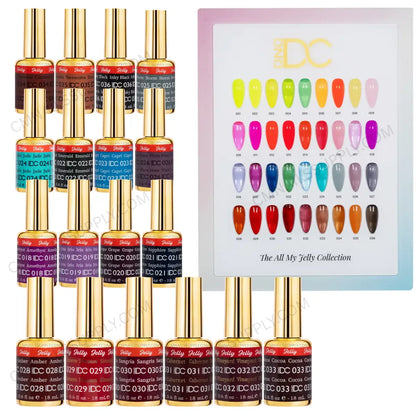 DND DC jelly gel polish nail polish bottles from the All My Jelly 36 full set bundle at wholesale pricing for professional nail techs