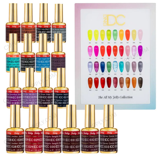 DND DC jelly gel polish nail polish bottles from the All My Jelly 36 full set bundle at wholesale pricing for professional nail techs
