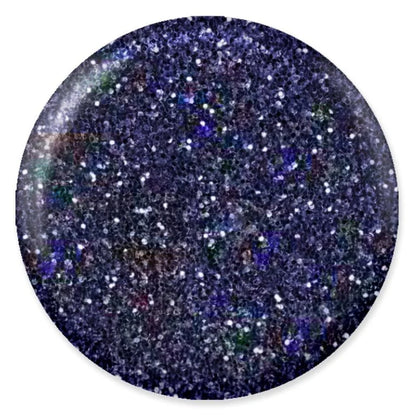 DND DC Midnight #253 dark navy black holographic gel polish swatch with rainbow glitter