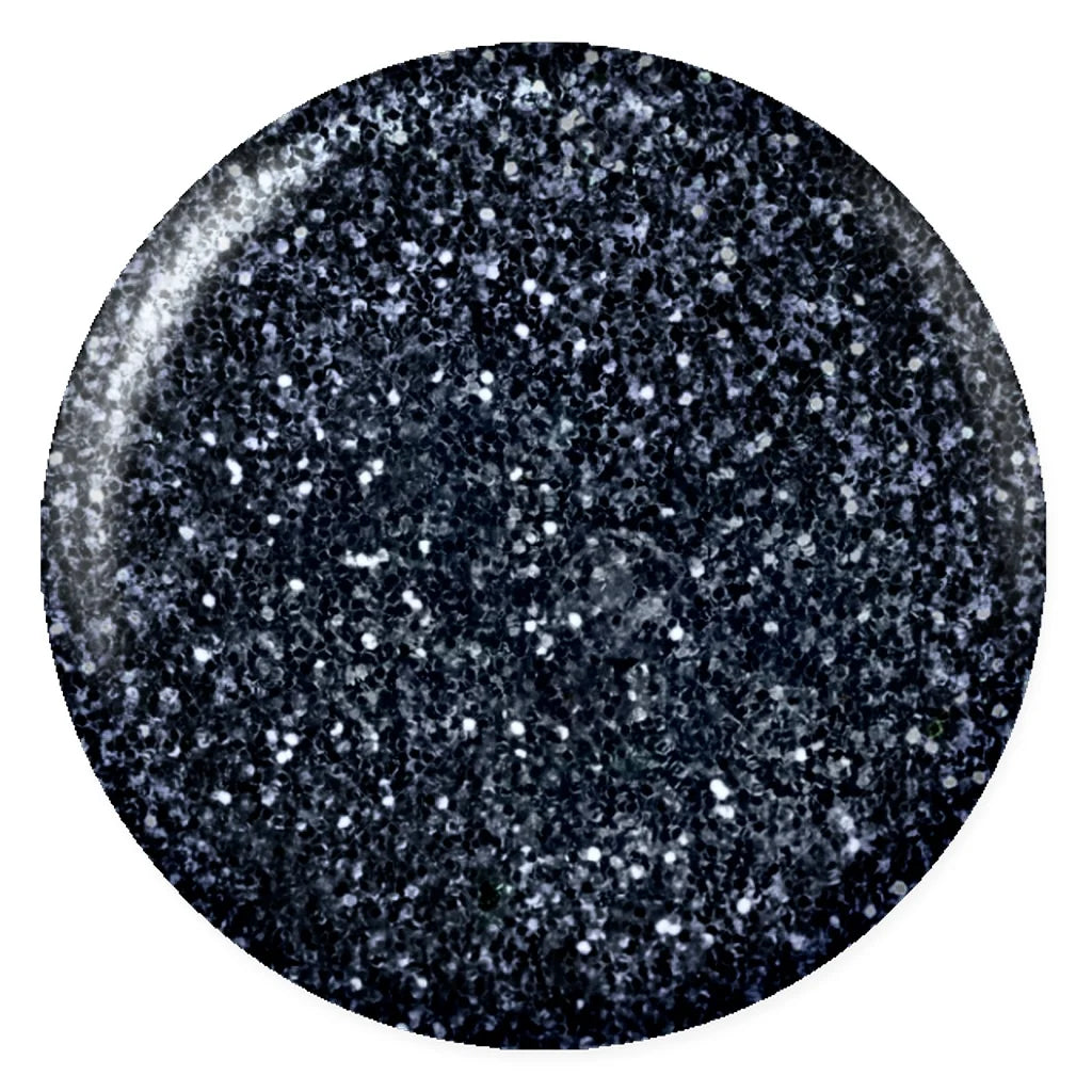 DND DC Seaweed #252 metallic black gel polish swatch showing deep black color and shine