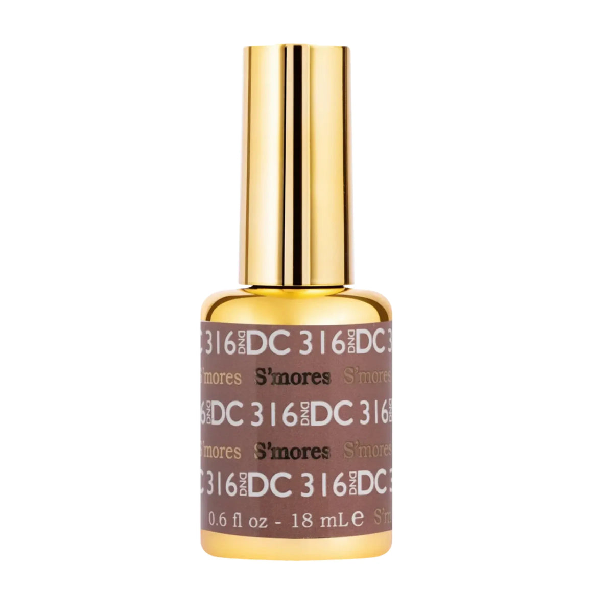 DND DC S’Mores #316 gel polish bottle in creamy brown neutral creme