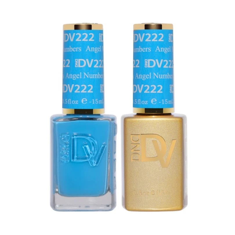 DND DIVA 222 Angel Numbers deep sky blue gel nail polish set duo