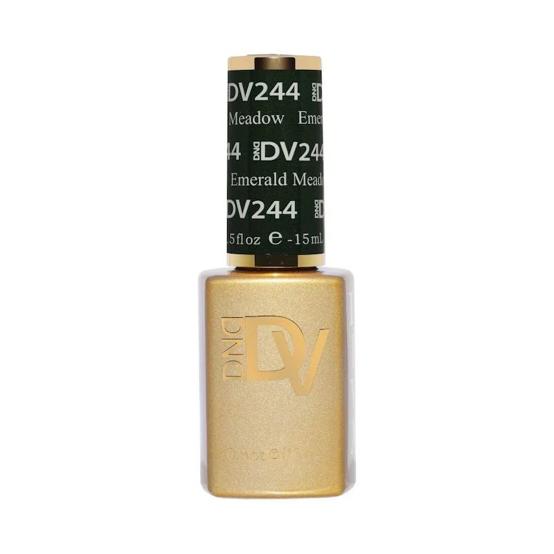 DND DIVA 244 Emerald Meadow deep forest green gel nail polish bottle