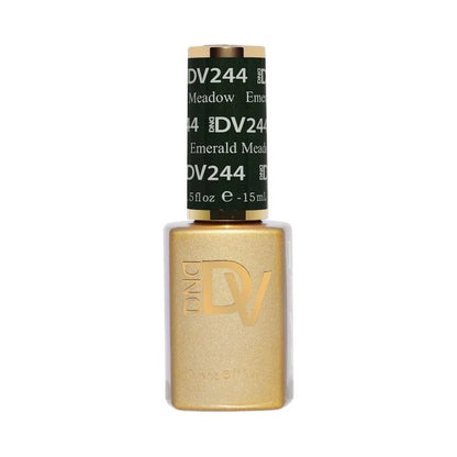 DND DIVA 244 Emerald Meadow deep forest green gel nail polish bottle