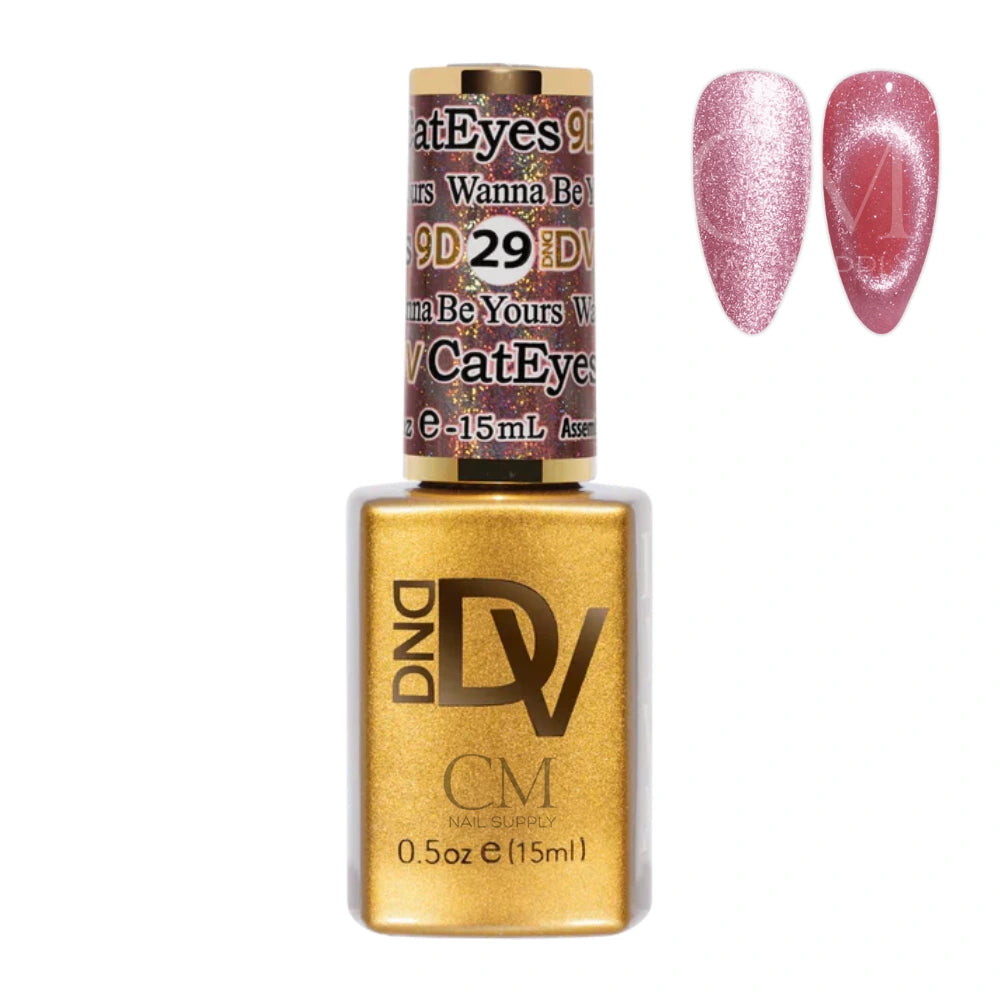 DND Diva 9D Cat Eye Gel Polish #29 Wanna Be Yours bottle with magnetic cat eye nail swatch