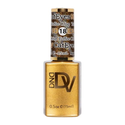 DND Diva Cat Eye Gel Polish #18 Toffee Crisp bottle standing upright in brown sugar.