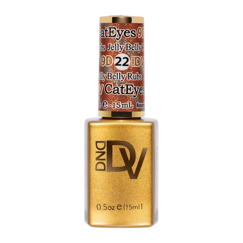 DND Diva Cat Eye Gel Polish #22 Jelly Belly Rubs bottle standing upright in watermelon pink.