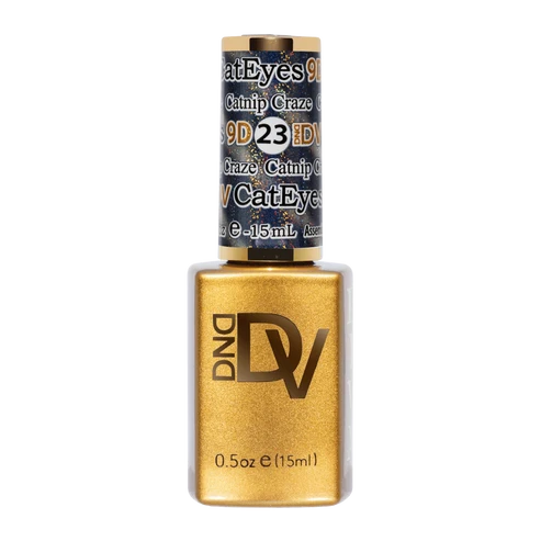 DND Diva Cat Eye Gel Polish #23 Catnip Craze bottle standing upright in velvety blue.