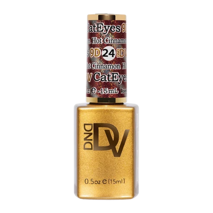 DND Diva Cat Eye Gel Polish #24 Hot Cinnamon bottle standing upright in cinnamon pink.