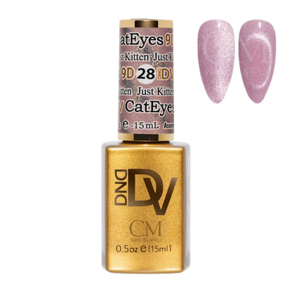 DND DIVA Cat Eye Gel Polish Just Kitten 26 bottle with swatch nails
