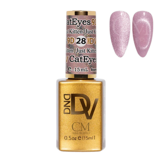 DND DIVA Cat Eye Gel Polish Just Kitten 26 bottle with swatch nails
