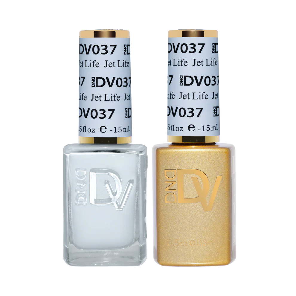 DND Diva Duo Jet Life #037 gel and lacquer bottles, DND gel polish Canada