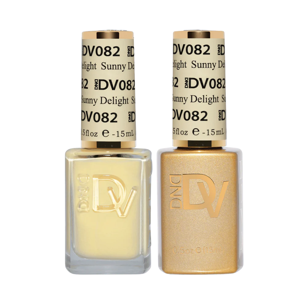 DND Diva Duo Sunny Delight #082 gel and lacquer bottles, DND gel polish Canada