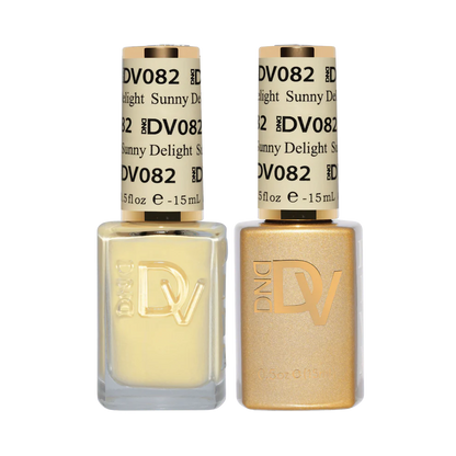 DND Diva Duo Sunny Delight #082 gel and lacquer bottles, DND gel polish Canada