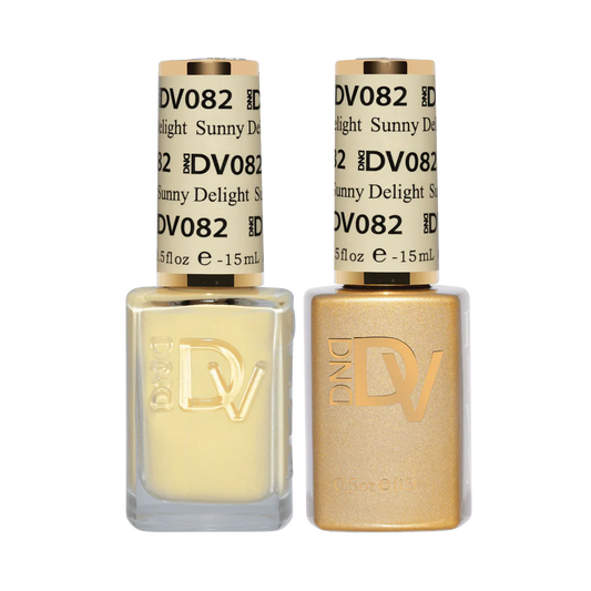 DND Diva Duo Sunny Delight #082 gel and lacquer bottles, DND gel polish Canada