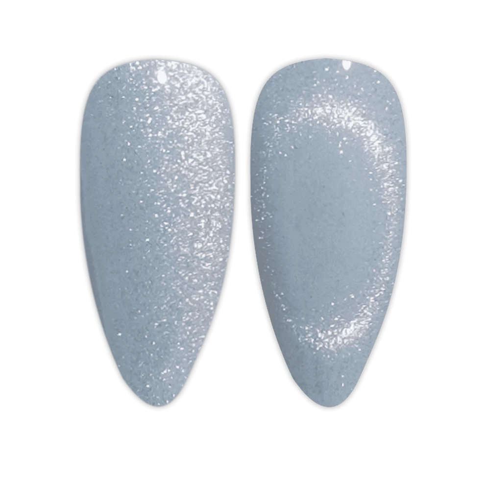 Silver cat eye nail swatch DND DIVA Moonrise 25 gel polish