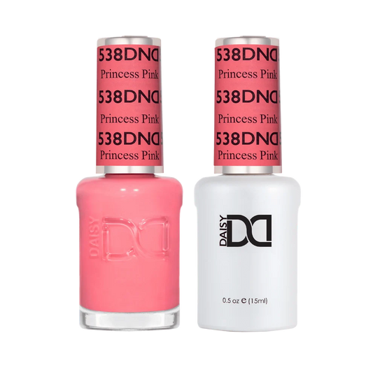 DND gel and lacquer duo set in Princess Pink #538, gel and matching polish sold together