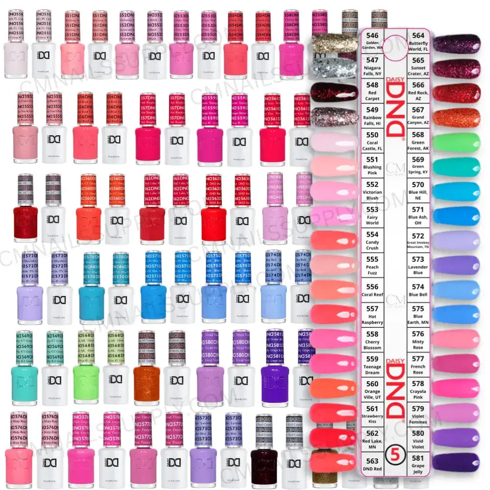DND Gel Polish Set Wholesale Collection #5 with matching gel polish and nail lacquer online nail supply store