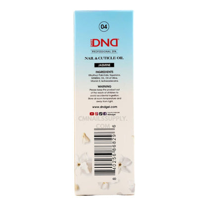 DND Jasmine Nail and Cuticle Oil – non-greasy, top-rated cuticle oil  (back label)