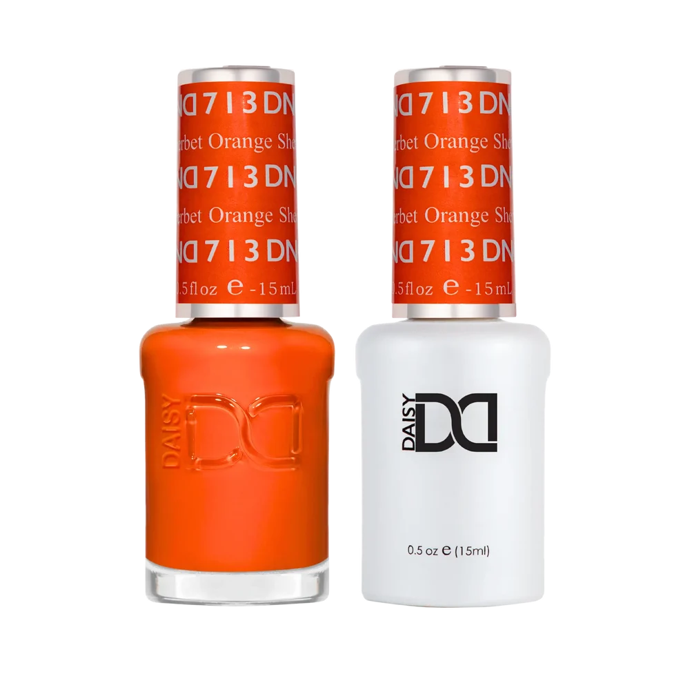 DND Orange Sherbet #713 gel polish and nail lacquer duo bottles