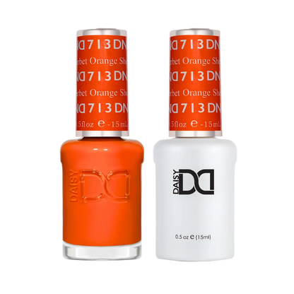 DND Orange Sherbet #713 gel polish and nail lacquer duo bottles