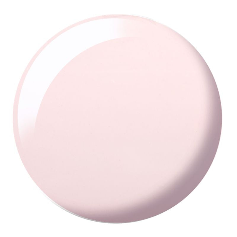 Pink jelly swatch of DND Pink Bubble #8686 showing sheer porcelain pink nail color sample