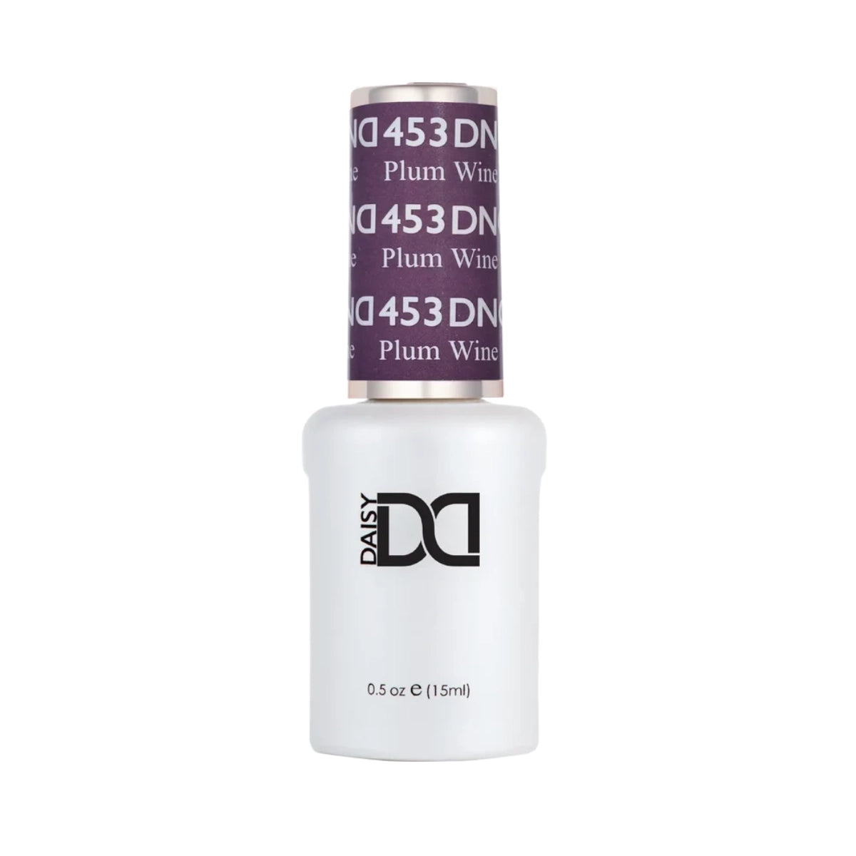 DND Plum Wine #453 gel polish bottle in a rich plum wine nail colour.