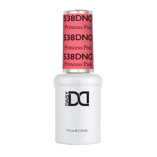 DND Princess Pink #538 gel polish bottle in a soft bubblegum pink with peach undertones