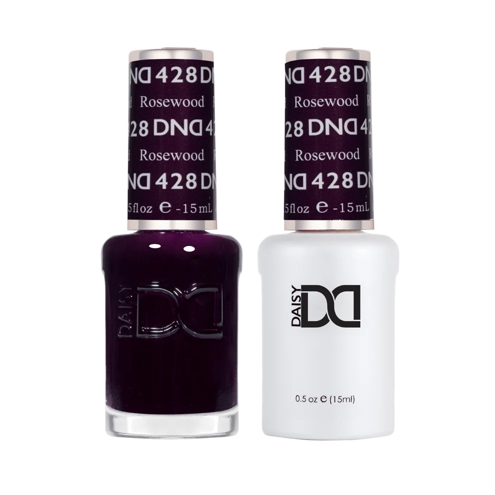 DND Rosewood #428 Gel & Lacquer Duo featuring matching gel polish and nail lacquer.
