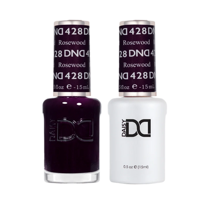DND Rosewood #428 Gel & Lacquer Duo featuring matching gel polish and nail lacquer.