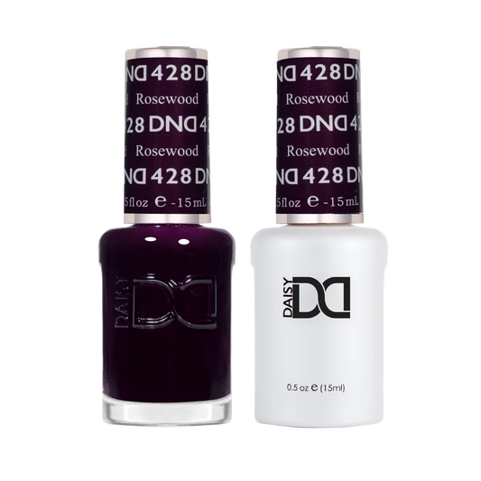 DND Rosewood #428 Gel & Lacquer Duo featuring matching gel polish and nail lacquer.