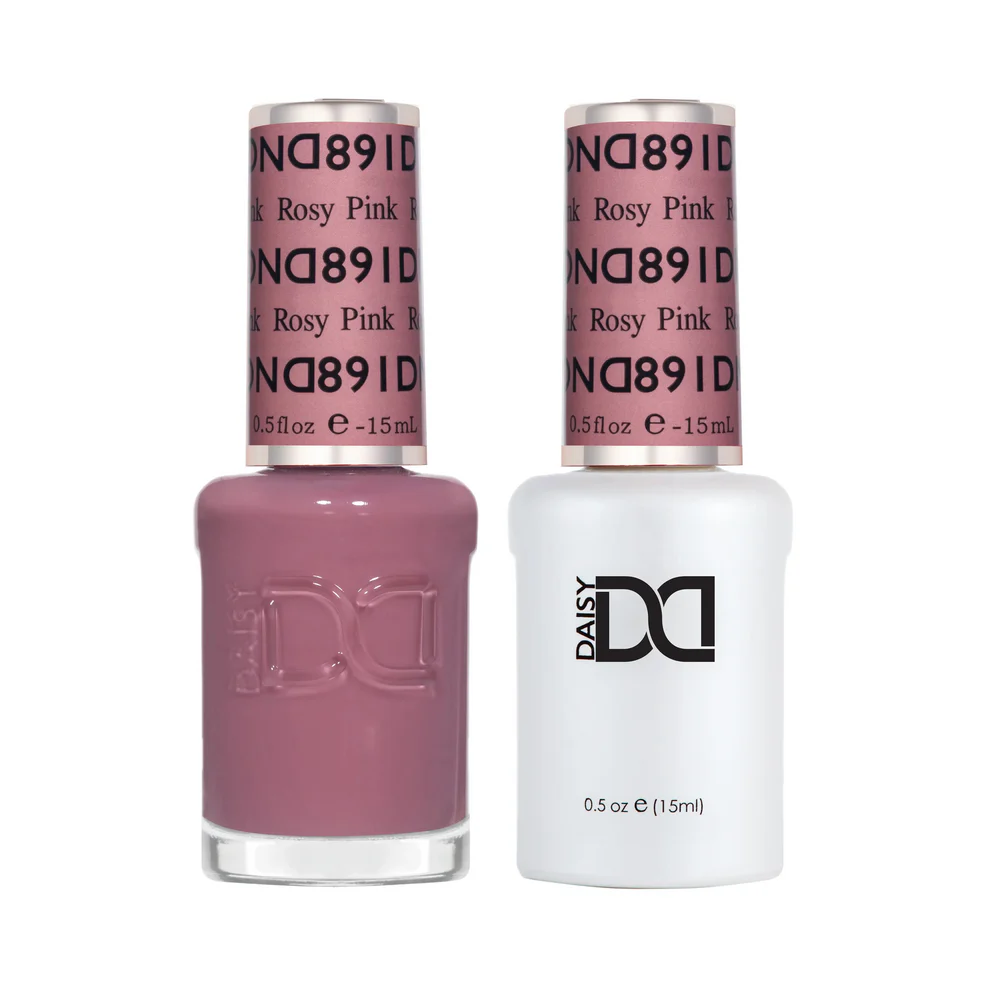 DND Rosy Pink 891 gel and lacquer polish bottles, DND gel polish Canada, DND nail polish Canada