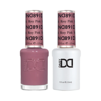 DND Rosy Pink 891 gel and lacquer polish bottles, DND gel polish Canada, DND nail polish Canada