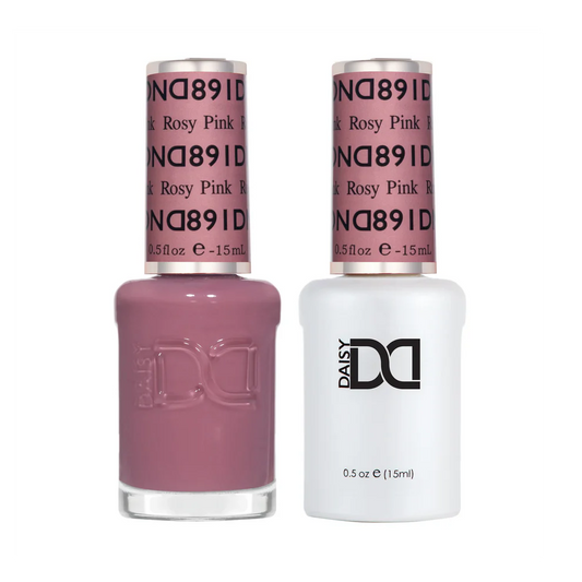 DND Rosy Pink 891 gel and lacquer polish bottles, DND gel polish Canada, DND nail polish Canada