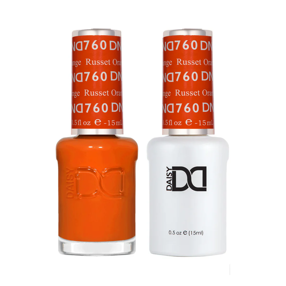 DND Russet Orange 760 gel and lacquer polish bottles, DND polish Canada